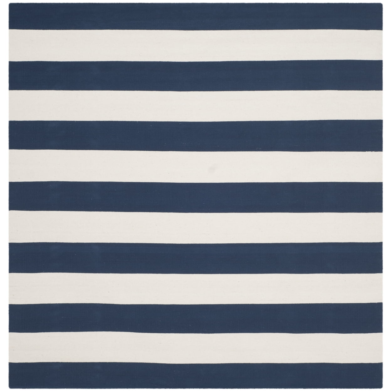 SAFAVIEH Montauk Saranna Geometric Cotton Area Rug, Navy/Ivory, 5' x 5' Square