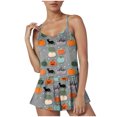 thumbnail image 5 of JFOPQVSM Women Sexy Sleeveless Tank Top Shorts 2 PC Halloween Print Pajama Set Trick-or-Treat Outfit, 5 of 6