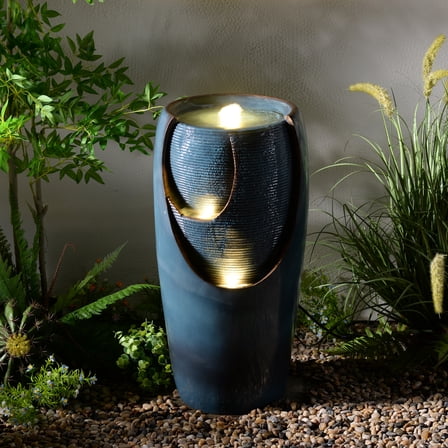 Hi-Line Gifts LED Lighted Bubbling Outdoor Garden Water Fountain - 28.5"