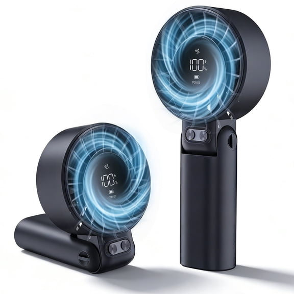 3-in-1 Turbo Handheld Fan Black, Portable Rechargeable, 12H Runtime for Office Travel Outdoor, 1-Pack