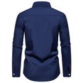 thumbnail image 4 of Blusa y camisa de manga larga con cuello vuelto para hombre, informal, con botones y retazos, de poliéster., 4 of 8