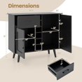 thumbnail image 3 of Buffet Cabinet with Storage, Liquor Cabinet w/ 6-Bottle Wine Rack, 1 Drawer & 2 Doors, Wood Buffets & Sideboards, Farmhouse Coffee Bar Table for Kitchen, Dining Living Room, Entryway (Black), 3 of 9