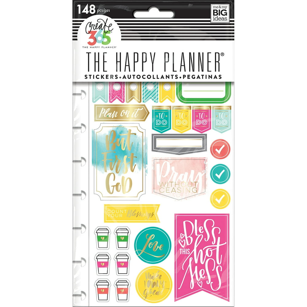 Happy Planner Stickers 5/Sheets Faith Gratitude Classic Walmart
