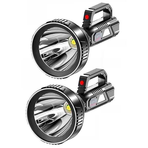 Litom 2PCS LED Super Bright USB Rechargeable Searchlight, 3-Mode Handheld Waterproof & Shatterproof Torch with Power Display for Outdoor Exploration, Camping & Emergency Use