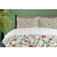 thumbnail image 4 of Ambesonne Summer Duvet Cover Sets, Wave Floral Heart Swirls, 2-Queen, Eggshell Vermilion Black, 4 of 7