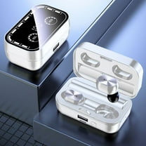 Oggfader Wireless Earbuds Bluetooth 5.2 In Ear Intelligent Mirror Digital Display Intelligent Noise Reduction With Flashlight Wireless Earphones White