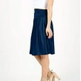 thumbnail image 7 of Sakmal Midi Skirt Women's Pleated Knee Length Summer Blue A line Solid Skirts with Pockets, 7 of 7