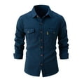 thumbnail image 1 of Chaqueta lavada de manga larga para hombre: camisa informal elástica de negocios, color patchwork, mezcla de poliéster, apta para todas las estaciones, 1 of 3