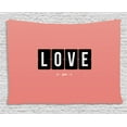 thumbnail image 1 of Love Tapestry, It's Love O'clock Mechanical Clock Text with Arrow Motif Vintage Illustration, Wall Hanging for Bedroom Living Room Dorm Decor, 80W X 60L Inches, Coral Black White, by Ambesonne, 1 of 2