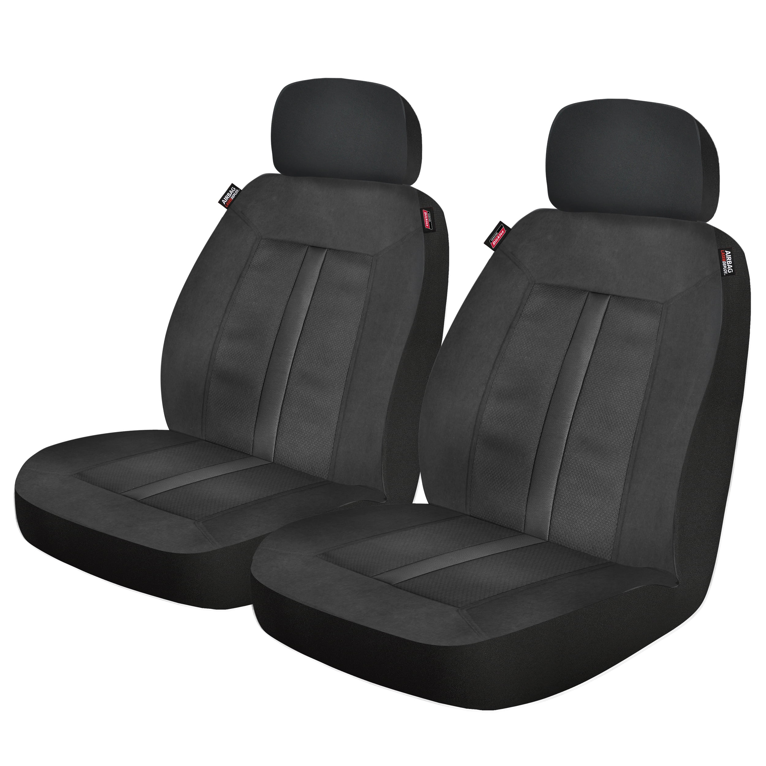 Genuine Dickies 2 Piece Sorrento Vegan Leather Car Seat Covers Black, 43261WDI