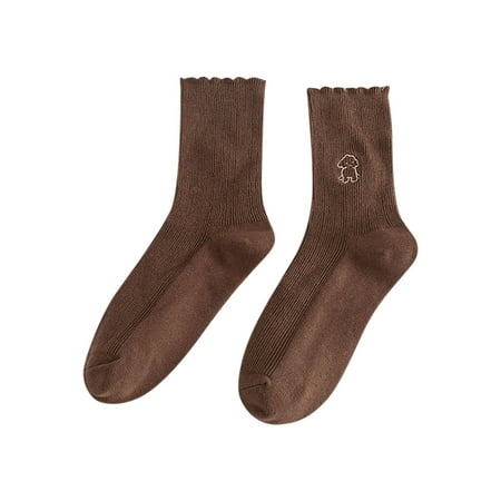 

Follure Womens Socks Cute Embroidery Sock Tube Sock Soft Breathable Pile Sock