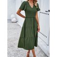 thumbnail image 6 of Yesfashion  Women's 2025 Summer Dress Polka Point Regular Short-Sleeve V-Neck Swing Dresses, 6 of 9