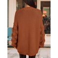 thumbnail image 6 of Women'S Chunky Knit Open Front Sweater Long Sleeve Pom Pom Loose Short Cardigan Outerwear Coats Orange XL, 6 of 7
