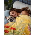 thumbnail image 3 of Poppy Botanical California King Size Flat Sheet, Wrinkleproof & Fadeproof Cooling Flat Bed Sheet Only, Vintage Floral Yellow Ombre Breathable Soft Bedding Top Sheets 108 x 98 Inches, 3 of 8