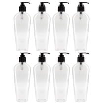 Cornucopia Brands 8-Ounce Clear Oval-Shaped Plastic Lotion Bottles w/Pump Dispensers (8-Pack); Empty Containers for Lotion, Liquid Soap, Baby Care, Hand Care