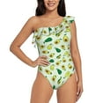 thumbnail image 2 of Yiaed Cartoon Fruit Print Women One Piece Swimsuits Tummy Control One Shoulder Bathing Suits Pattern Ruffle Swimwear-XX-Large, 2 of 8