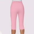thumbnail image 3 of Besolor Capris Pants for Women Solid Color Elastic Waist Button Stretch Drawstring Summer Pants with Pockets, 3 of 7