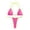 Hot Pink, variant on Women Ribbed Triangle Bikini Color Block Metal Chain Side Tie 2 Piece Solid Swimsuit Bright Quick Dry Beach Bathing Suit Yellow S