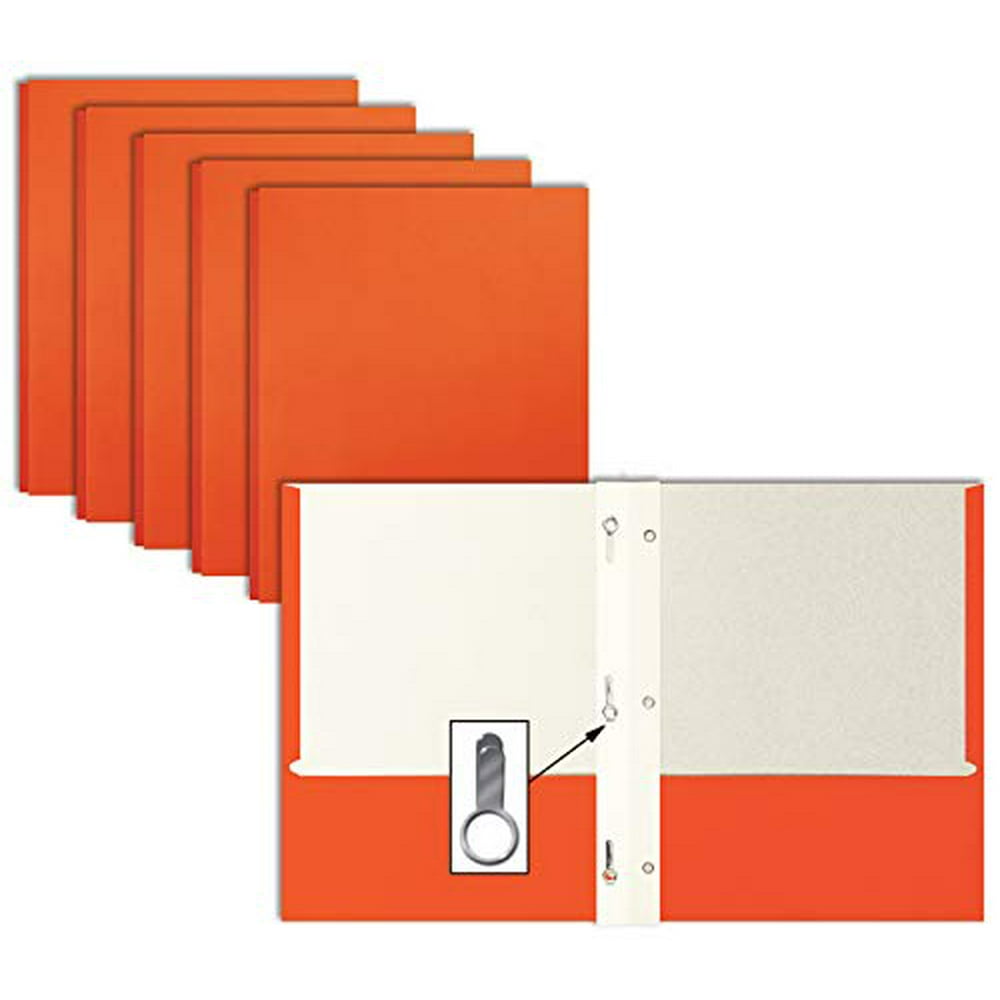Orange Paper 2 Pocket Folders with Prongs, 50 Pack, by Better Office