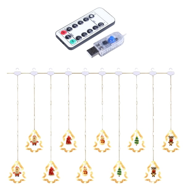 Guirnalda de luces LED navideñas con control remoto para sala de estar, porche, patio y bar. USB