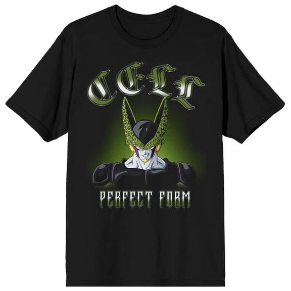 Dragon Ball Z Cell Perfect Form Adult Black Crew Neck Short Sleeve T-shirt-XL