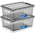 thumbnail image 1 of Tribello 12.5 Quart Storage Bins with Lids, Plastic Storage Containers with Latching Lids For Organizing - Tinted - (15.5’ x 12” x 6”) - Set of 2 - Made in EU, 1 of 8
