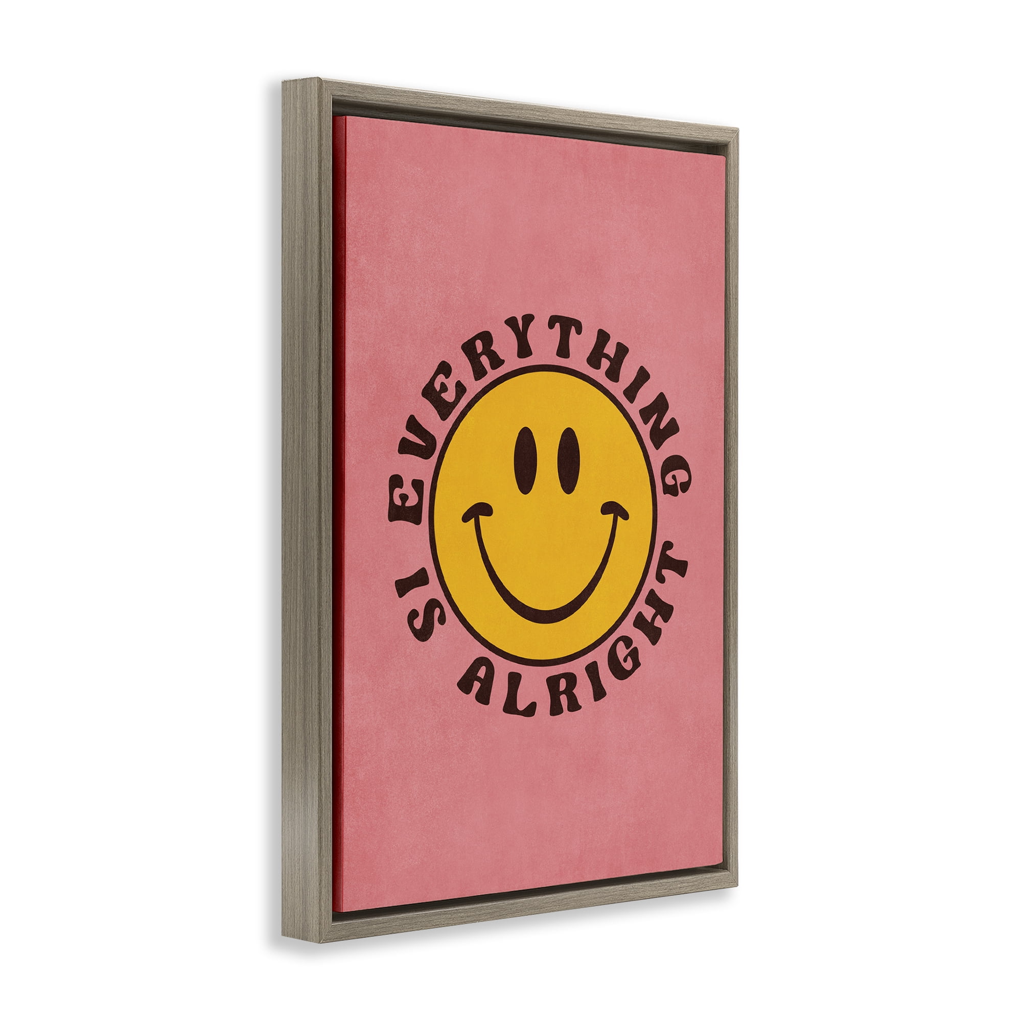 Stupell Industries Retro Everything Is Alright Text & Numbers Painting Brown Floater Framed Canvas Art Print Wall Art, 21 x 31