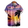 thumbnail image 2 of Camisas Para Hombre Slim Fit Camisa hawaiana de manga corta para hombre, camisa con estampado 3D de solapa de primavera y verano, camiseta de moda (Purple, M), 2 of 3