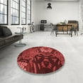 thumbnail image 3 of Ahgly Company Indoor Round Patterned Crimson Red Area Rugs, 8' Round, 3 of 6