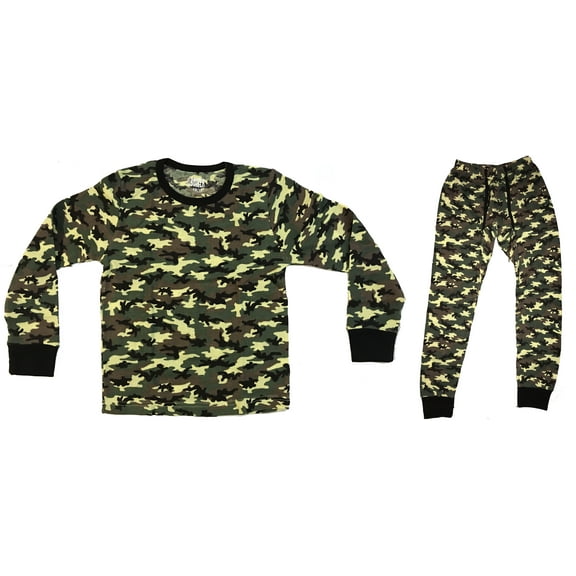 At The Buzzer Thermal Underwear Set for Boys (Green - Camouflage, Boys 4)