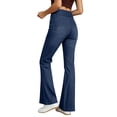 thumbnail image 6 of Flare Jeans for Women Solid Color Stretch Denim Flared Pants Elastic Waistband Multi Pocket Styling Casual High Rise Slimming Straight Denim Pants, 6 of 9