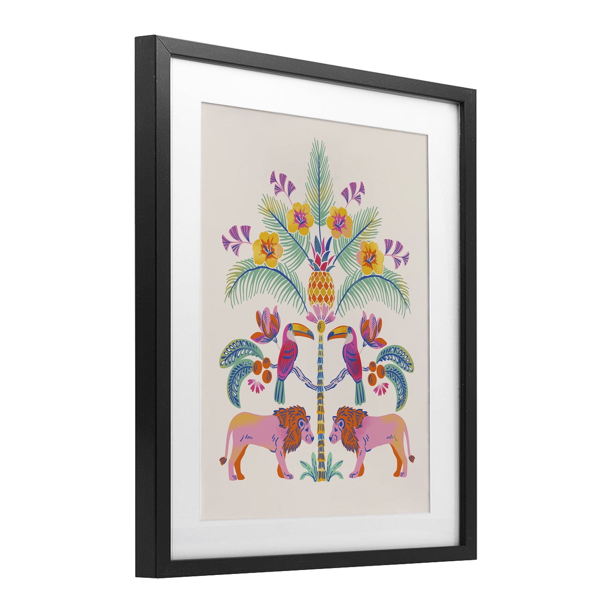 Stupell Industries King of Jungle Symmetry Black Framed Print Under Glass, design by Riley Hutchens