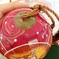 thumbnail image 2 of Handcrafted by LiBien Inside-Painted Glass Ball Ornament - Enchanting Golden Kitten Design Red, 2 of 12