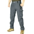 thumbnail image 2 of WAENQINLA Men's Pants Thermal Fleece Lined Workout Cargo Pant with Multi Pockets Big and Tall Wide Leg Open Bottom Training Trousers Gray XL, 2 of 5