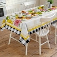 thumbnail image 3 of Rectangle Tablecloth Waterproof for Kitchen, Summer Rustic Sunflowers Floral Black Plaid Polyester Wrinkle Textured Tablecloths, Indoor/Outdoor Decor Desktop Protectors Tablecloths, 60"x120", 3 of 6