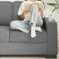 thumbnail image 6 of 83.86" Large Sofa with Extra Deep Seats,Comfy Velvet Couch with Cupholders,3 Seater Sofa for Living Room,Bedroom,Office,Gray+Velvet, 6 of 11