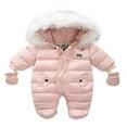 thumbnail image 1 of Baby Zipper Down Jumpsuits With Gloves Winter Romper Rompers, 1 of 6