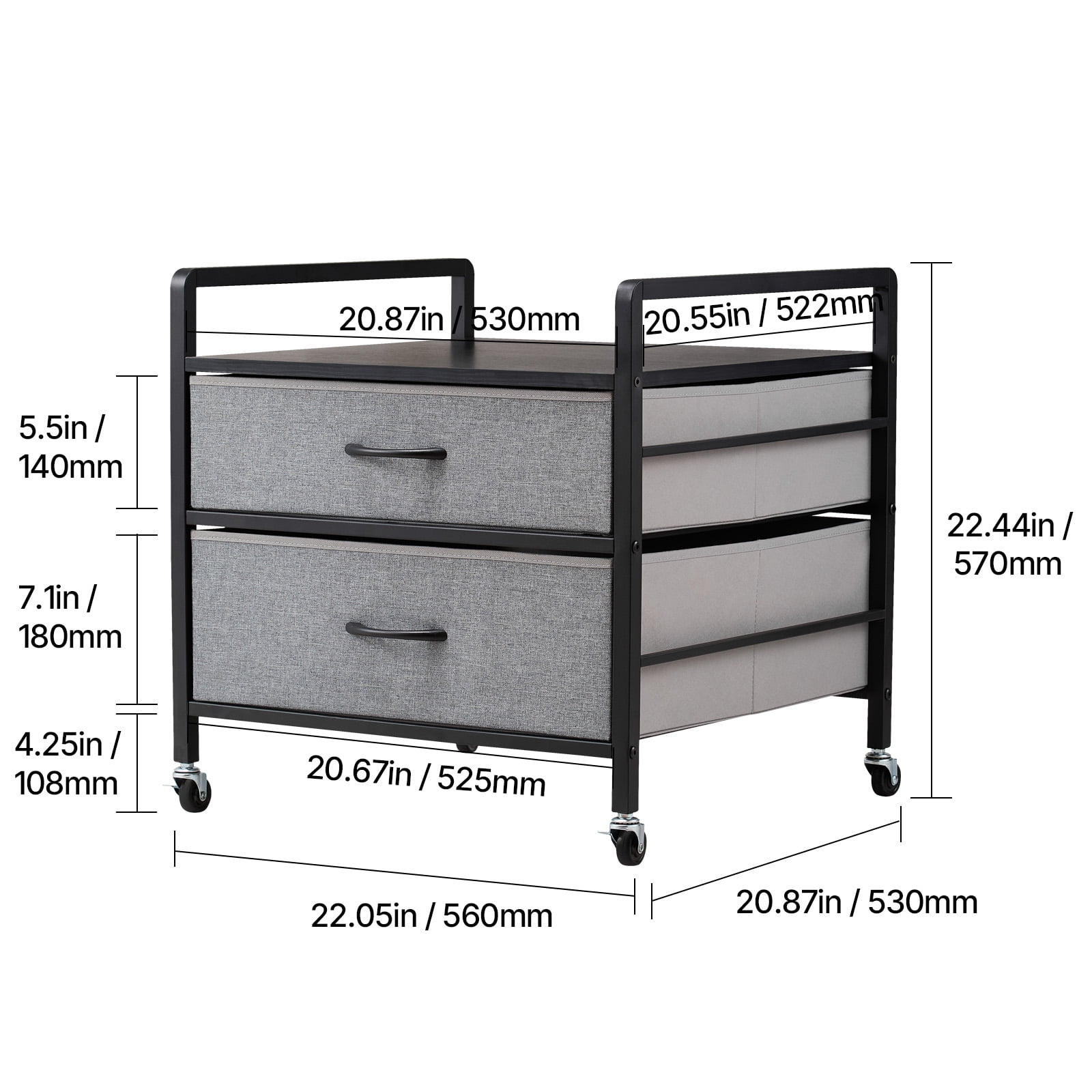 KFFKFF Mini Fridge Stand with Storage Mini Fridge Organizer18.1" Mini Refrigerator Cabinet Heavy Duty Mini Fridge Table with Rolling Cabinet and 2 Drawers 22*21*22inch White