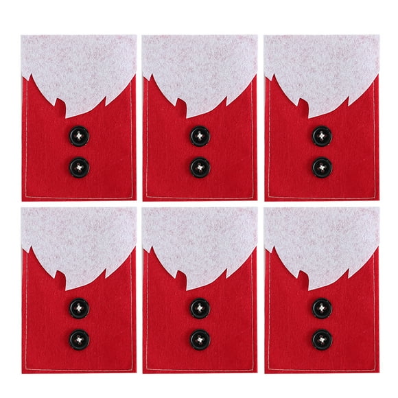 6pcs Christmas Clothes Shaped Tableware Holder Bags Knives Forks Pouch Cutlery Bags Delicate Silverware Storage Bags