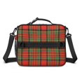 thumbnail image 2 of Red and Green Checkered Pattern Insulated Lunch Bag with Shoulder Strap and Bottle Holder,Bento School Lunch Bag Box,11x9.5x3.5 Inches, 2 of 5