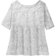 thumbnail image 3 of Womens Boho Tops Loose Lightweight Gauze 3/4 Sleeve Blouses Linen Fit Floral Embroidered Clothes Casual Summer Flowy Long Shirts, 3 of 3