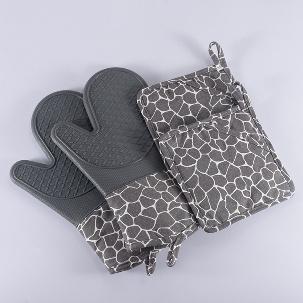 WINDLAND Heat Resistant Silicone Oven Gloves Durable Oven Mitts Comfortable Pots Holder Suitable for Kitchen Cooking Grilling