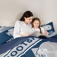 thumbnail image 4 of Feelyou Cartoon Rugby Athlete Bedding Comforter Set 7pcs, Navy Grey Stripe Line Queen Bedding Sets, Est Sleep Sports Soccer Reversible Queen Sheet Sets, Lightweight Room Decor, 4 of 7