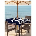 thumbnail image 2 of Outdoor Tablecloth with Umbrella Hole and Zipper, Easter Bunny Square Table Cloth 54x54 Inch Waterproof Tablecloth, Cute Rabbit Family Vintage Navy Blue Abstract Picnic Table Cover for Patio Camping, 2 of 7