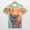 thumbnail image 3 of Highland Cow with Sunflowers Men Zipper T-shirt Summer Casual Short Sleeve T-shirt Top, 3 of 7
