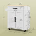 thumbnail image 2 of White Rolling Kitchen Island Cart with 2 AC Outlets & 2 USB Ports, Mobile Microwave Stand with Drawer, Cabinet, Spice Rack & Towel Rack, 29.9"L x 15"W x 34.1"H, Particleboard, 2 of 7