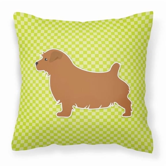 Carolines Treasures BB3809PW1414 Norfolk Terrier Checkerboard Green Fabric Decorative Pillow