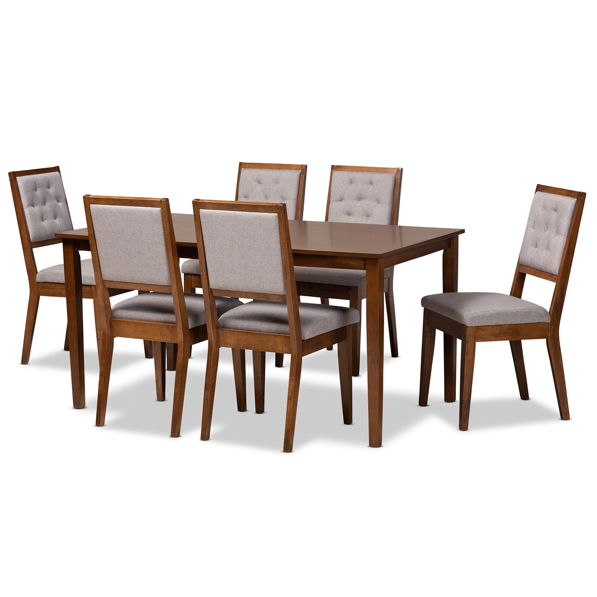 Baxton Studio Suvi Modern Dining Set, 7-Piece, Walnut Brown