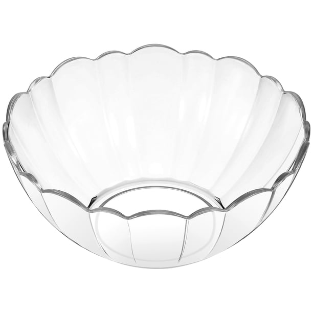Ensaladera redonda transparente de acrílico, estilo loto, ideal para servir frutas, verduras, postres y aperitivos (17 cm)