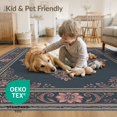 thumbnail image 4 of ODIKA 5'x7' Washable Area Rug Distressed Scrollwork Border Scroll Trellis Faded Mauve Vintage Refined for Dining Room, Under Table, Home Office, Non-Slip Chair-Friendly, 4 of 7